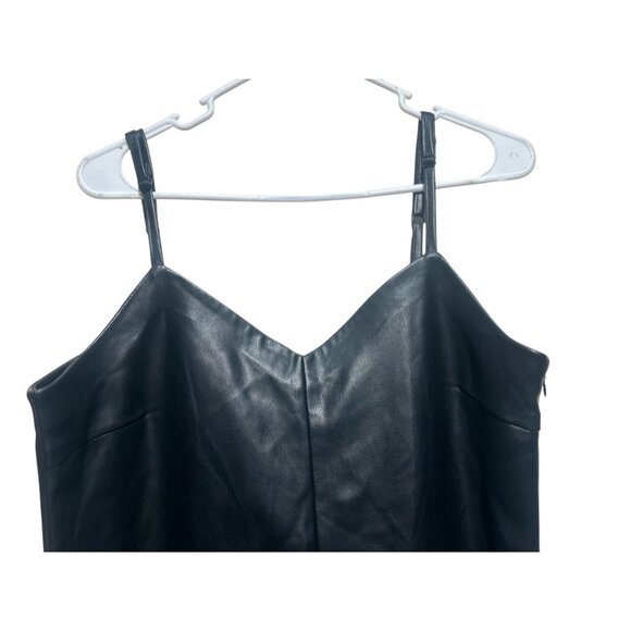 Aqua Faux Leather Slip Dress Womens Small Black Feather Trim Party  Whimsigoth - Picture 12 of 16